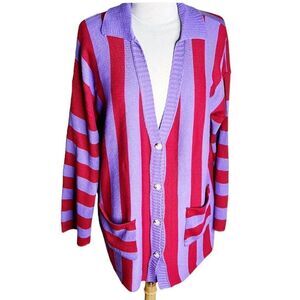 Petal Dew Striped Button Up Cardigan NWT Size Med